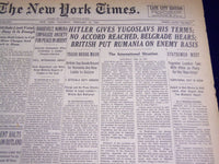 1941 FEB 15 NEW YORK TIMES - HITLER GIVES YUGOSLAVS, HIS TERMS - NT 1313