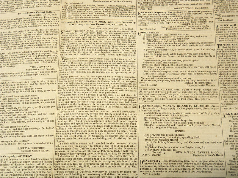 1852-1853 THE DAILY UNION NEWSPAPER LOT OF 4 ISSUES - WASINGTON - NP 3297E