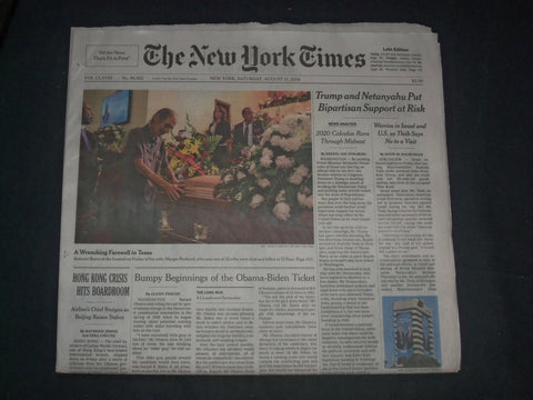 2019 AUGUST 17 NEW YORK TIMES - TRUMP & NETANYAHU PUT BIPARTISAN SUPPORT AT RISK