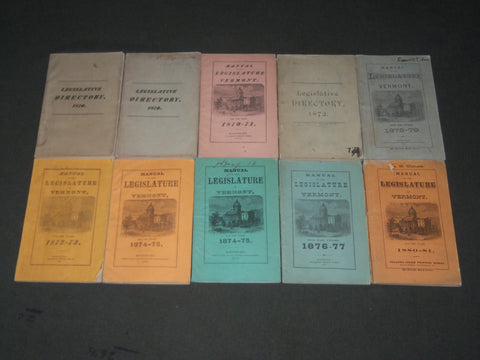 1870-1899 VERMONT LEGISLATURE MANUALS LOT OF 18 ISSUES - KD 3191