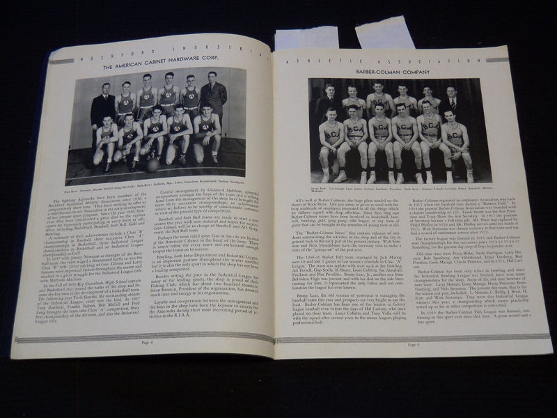 1941 ROCKFORD INDUSTRIAL ATHLETIC ASSOCIATION YEAR BOOK - J 7463