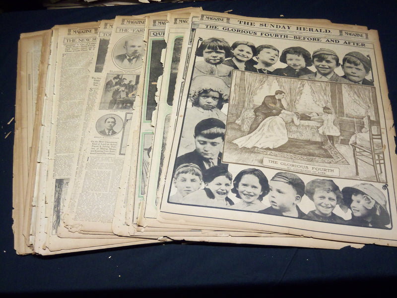 1910-1911 BOSTON HERALD SUNDAY MAGAZINE SECTIONS LOT OF 28 - NICE PHOTOS - UP 93