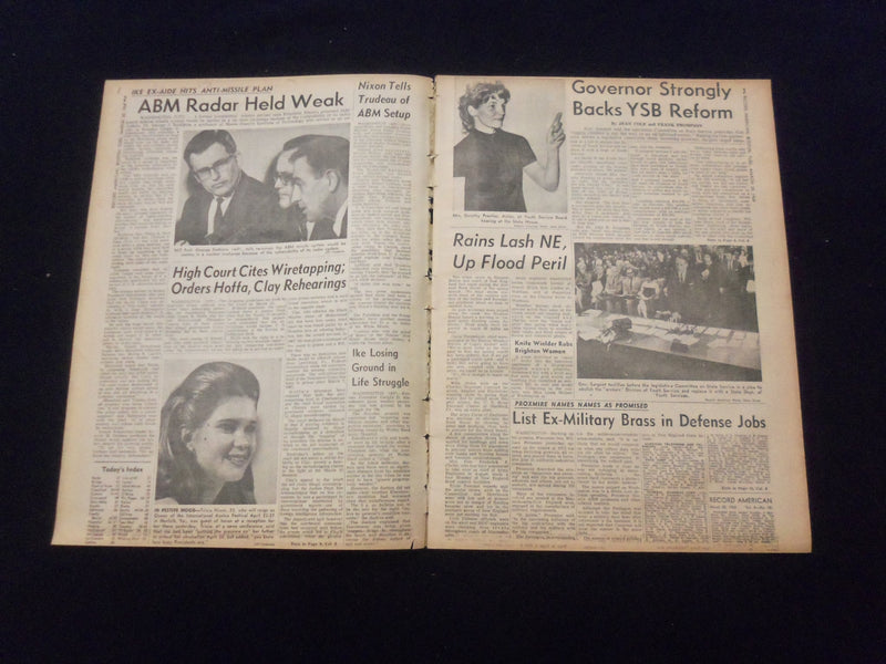 1969 MAR 25 BOSTON RECORD AMERICAN NEWSPAPER-NIXON ABM USELESS IN ATTACK-NP 6340