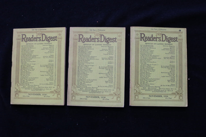 1932-1938 READERS DIGEST MAGAZINE - LOT OF 14 - O 3671