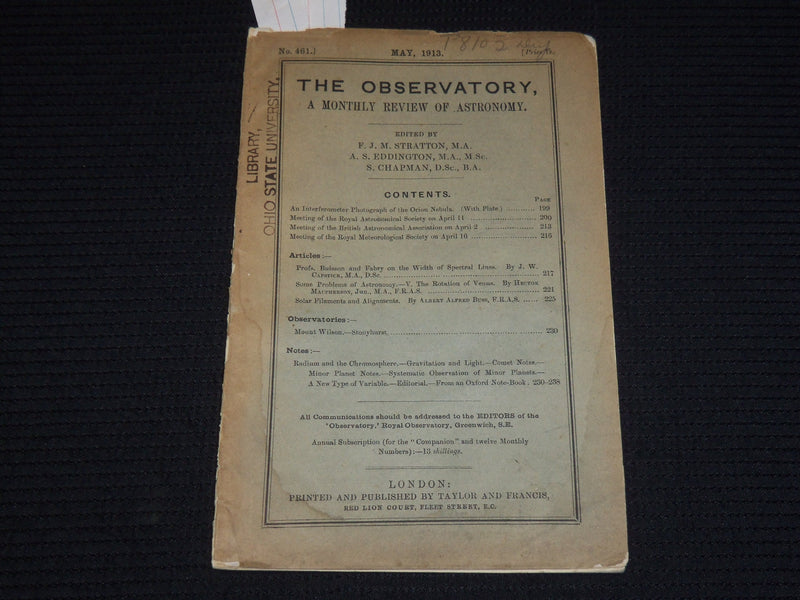 1913 MAY THE OBSERVATORY MONTHLY REVIEW OF ASTRONOMY MAGAZINE - K 558