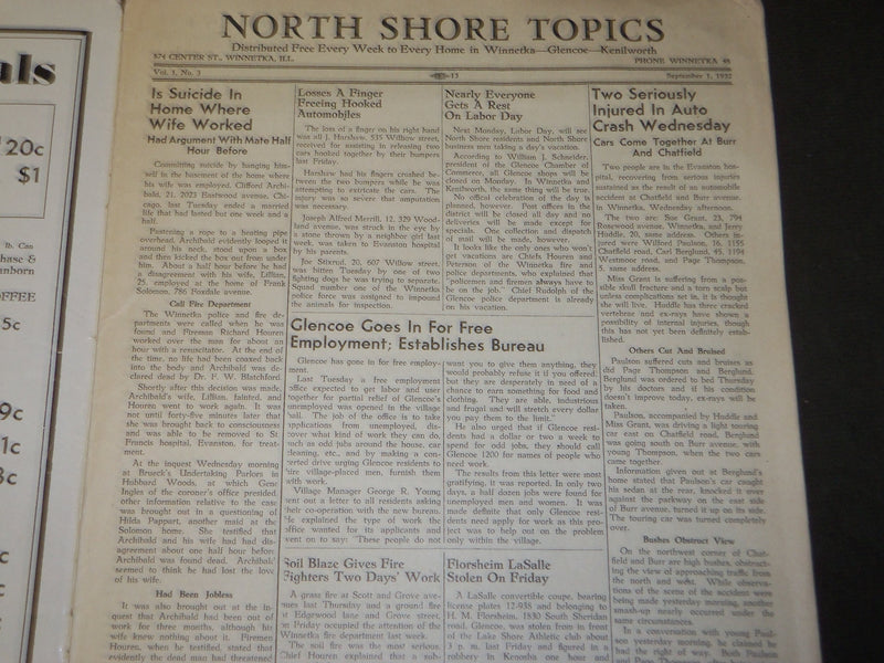 1932 SEPTEMBER NORTH SHORE TOPICS MAGAZINE VOLUME 1 NO. 3 - J 3506