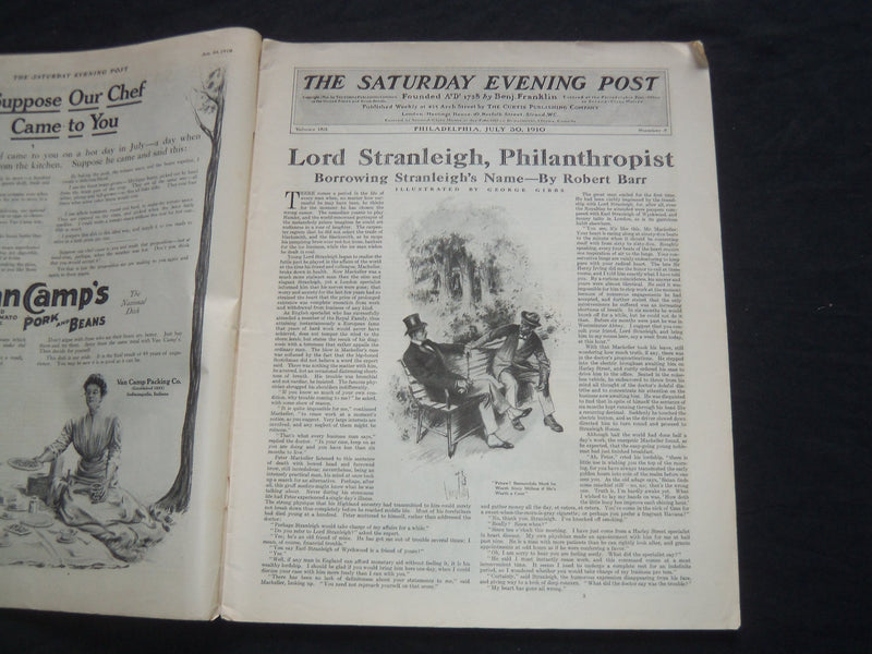 1910 JULY 30 THE SATURDAY EVENING POST MAGAZINE - ILLUSTRATED COVER - SP 488