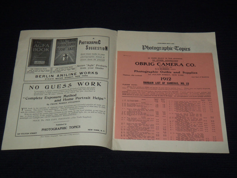 1912-1913 PHOTOGRAPHIC TOPICS MAGAZINE LOT OF 7 - NEW YORK - K 3117