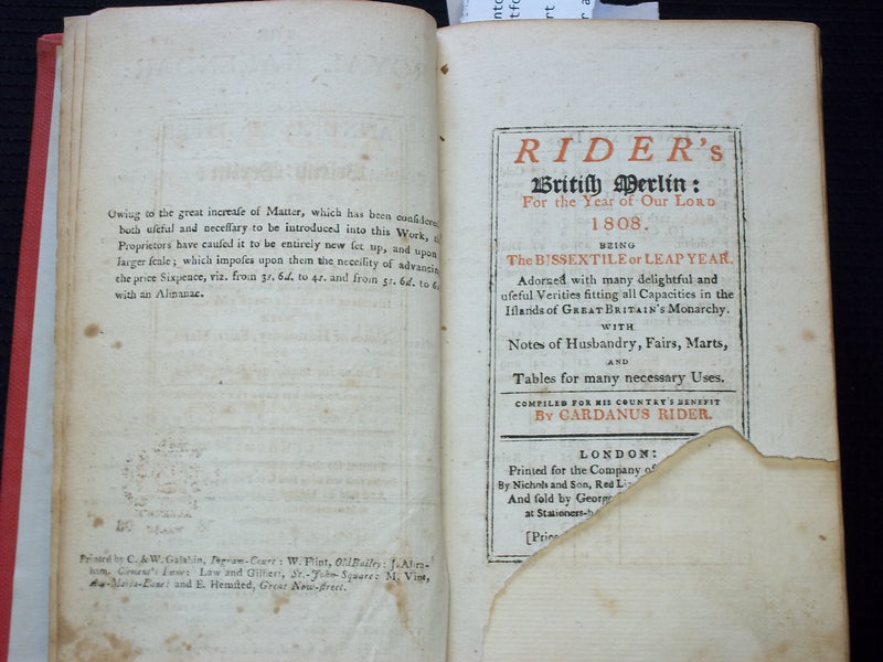 1808 THE ROYAL KALENDAR ANNUAL REGISTER - HARDCOVER -NICE ILLUSTRATIONS- KD 7586