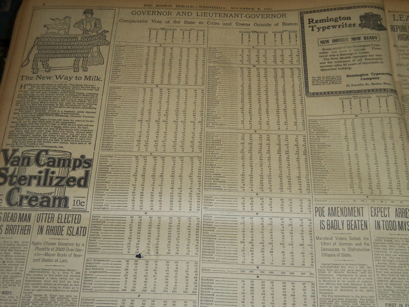 1905 NOVEMBER 8 THE BOSTON HERALD - JEROME MCCLELLAN WIN IN NEW YORK - BH 261