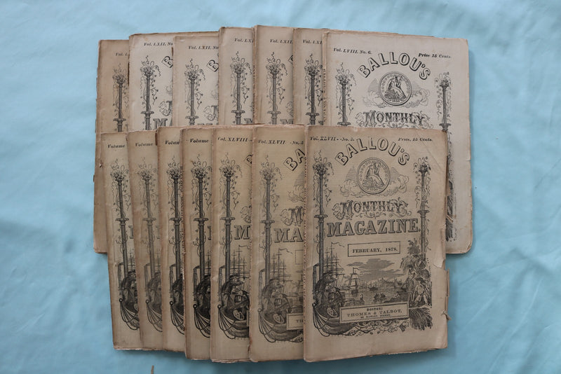 1878-1886 BALLOU'S MONTHLY MAGAZINE - LOT OF 14 - O 3977
