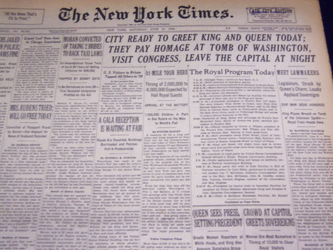 1939 JUNE 10 NEW YORK TIMES - CITY TO GREET KING & QUEEN - NT 3686