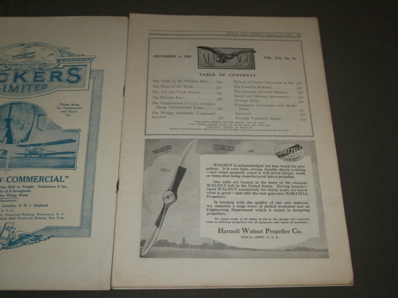 1920 DECEMBER 20 AERIAL AGE MAGAZINE - PULITZER RACE - AERONAUTIC - SP 8411