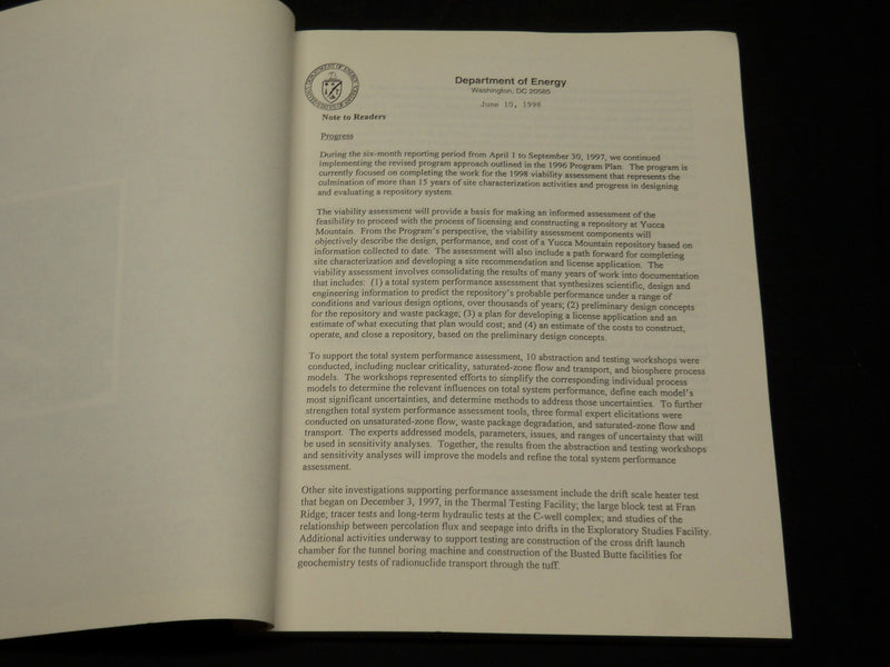 1998 SITE CHARACTERIZATION PROGRESS REPORT #17 YUCCA MOUNTAIN, NEVEDA - J 5817