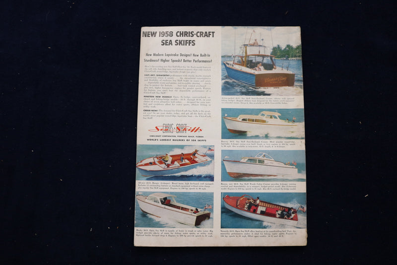 1957 DECEMBER MOTOR BOATING MAGAZINE - AN ILLUSTRATED BOAT COVER - E 11706