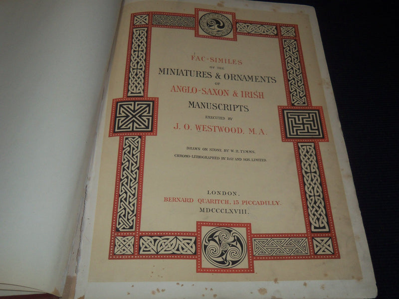 1868 MINIATURES & ORNAMENTS OF ANGLO-SAXON & IRISH MANUSCRIPTS - WESTWOOD- Z 253