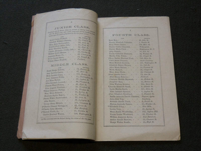 1858 HARTFORD PUBLIC HIGH SCHOOL CATALOGUE - CONNECTICUT - J 6163