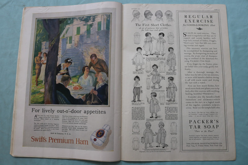 1918 AUGUST WOMAN'S HOME COMPANION MAGAZINE - GIRL ON WOODEN HORSE - E 24869