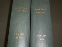 1922 SATURDAY REVIEW 2 BOUND VOLUMES - COMPLETE YR- PUBLISHED IN LONDON - R 1134