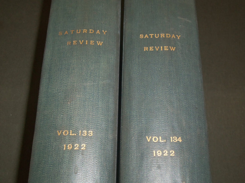 1922 SATURDAY REVIEW 2 BOUND VOLUMES - COMPLETE YR- PUBLISHED IN LONDON - R 1134