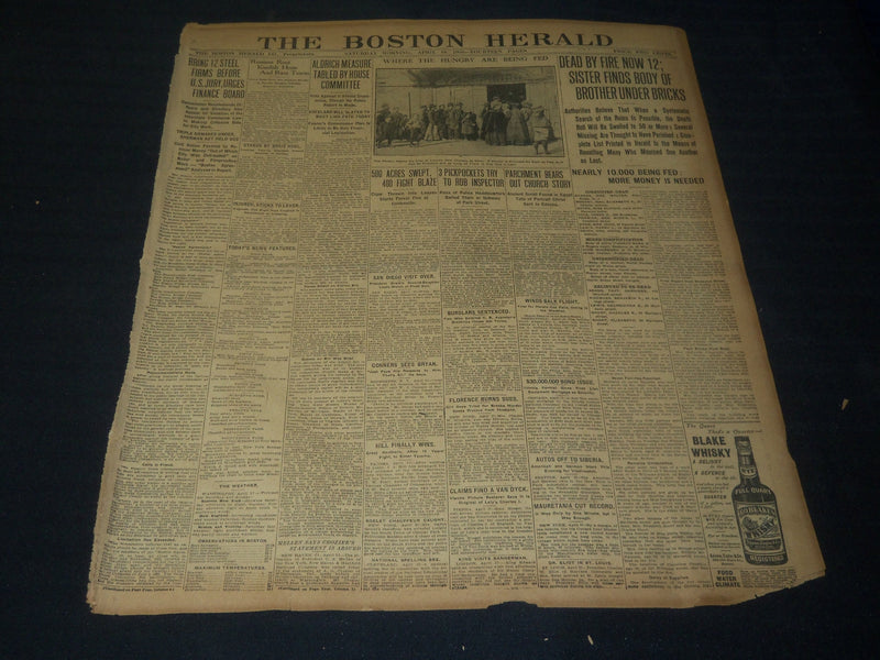 1908 APRIL 18 THE BOSTON HERALD - 12 DEAD IN CHELSEA FIRE - BH 64