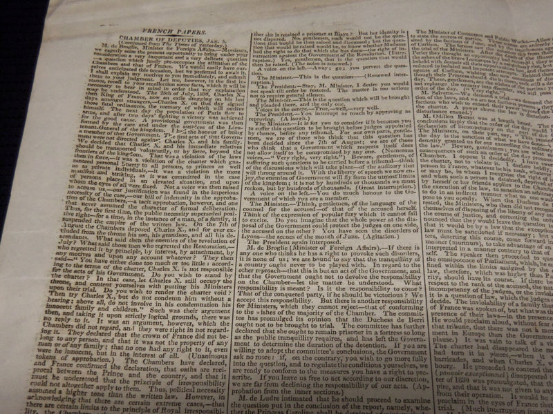 1833 JANUARY 9 THE LONDON TIMES NEWSPAPER - SWANSEA EARTHQUAKE - K 50