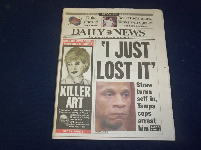 2001 APRIL 3 NY DAILY NEWS NEWSPAPER - CLEMENS ALL-TIME AL STRIKEOUTS - NP 4067