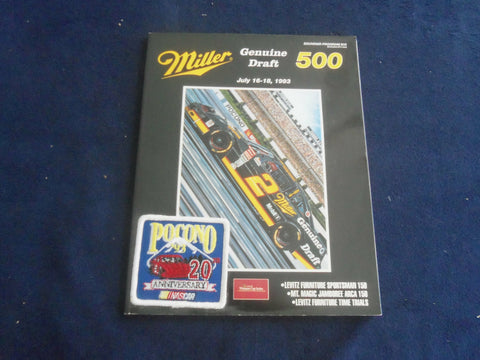 1993 JULY 16-18 MILLER GENUINE DRAFT 500 RACING PROGRAM W/PATCH - SP 3990L