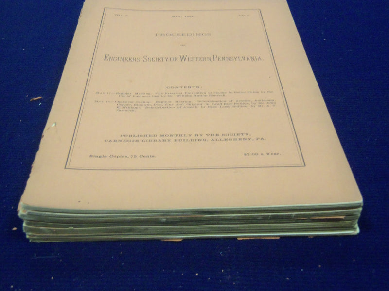 1893-1894 PROCEEDINGS OF ENGINEERS' SOCIETY WESTERN PA. MAGAZINE LOT 8- O 2845