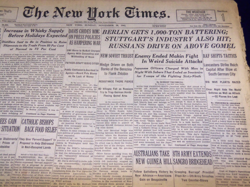 1943 NOV 28 NEW YORK TIMES - BERLIN GETS 1,000 TON BATTERING - NT 2140