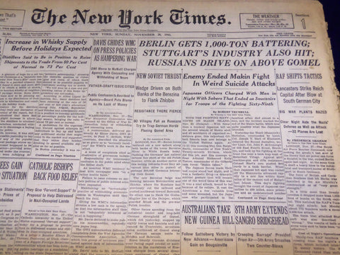 1943 NOV 28 NEW YORK TIMES - BERLIN GETS 1,000 TON BATTERING - NT 2140