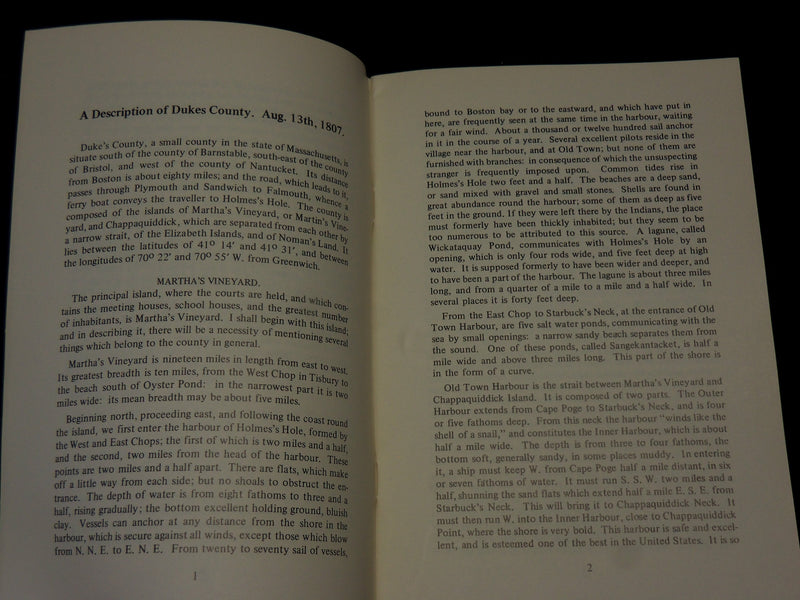 1971 DUKES COUNTY INTELLIGENCER 1807 SOFTCOVER BOOK BY JAMES FREEMAN - J 7091