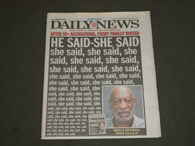 2015 DECEMBER 31 NEW YORK DAILY NEWS - BILL COSBY BUSTED - 55+ ACCUSATIONS