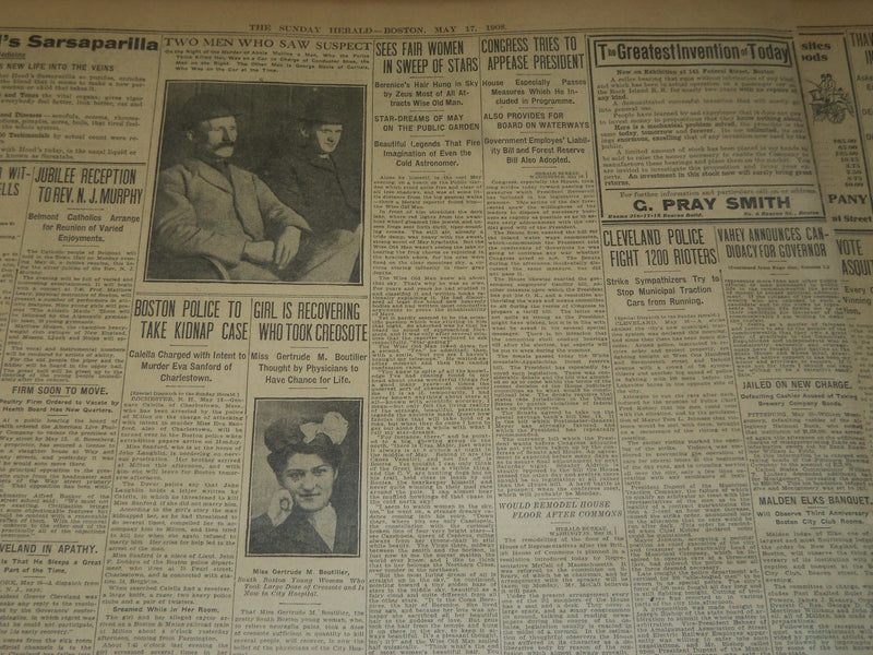 1908 MAY 17 THE BOSTON HERALD - ROBBINS EQUALLING WORLD'S HURDLE MARK - BH 70