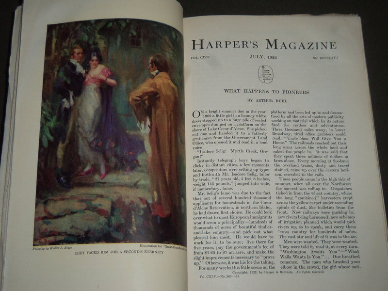 1922 HARPER'S MONTHLY MAGAZINE LOT OF 7 ISSUES - GREAT ILLUS. & ADS - WR 430B