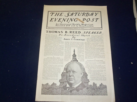 1899 AUGUST 5 THE SATURDAY EVENING POST MAGAZINE-THOMAS B. REED, SPEAKER- B 6712