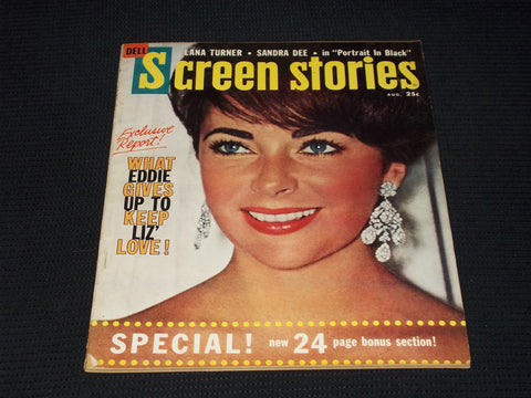 1960 AUGUST SCREEN STORIES MAGAZINE - LIZ TAYLOR FRONT COVER - E 14119