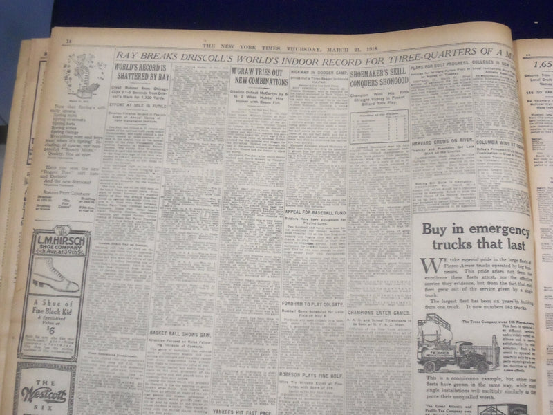 1918 MARCH 21 NEW YORK TIMES - WILSON ORDERS DUTCH SHIPS SEIZED - NT 8164