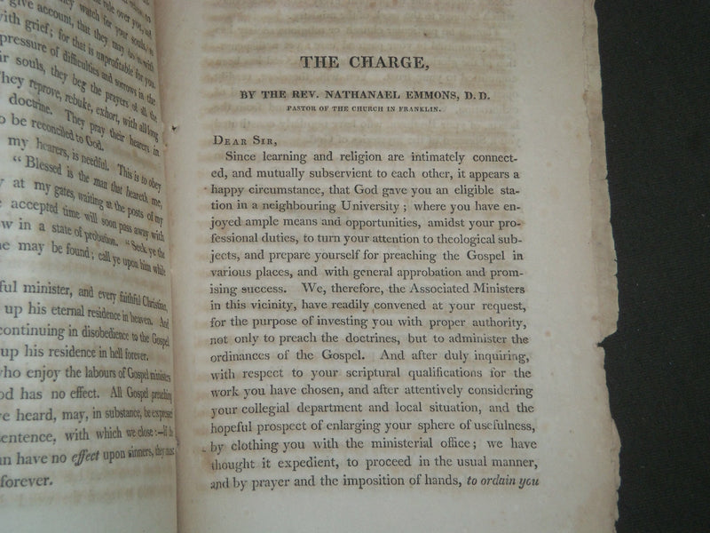 1815 MENDON ASSOCIATION ORDINATION REV. CALVIN PARK DISCOURSE BOOK - J 4748