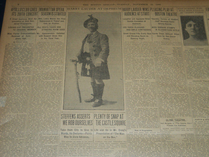 1908 NOVEMBER 10 THE BOSTON HERALD - ROCKEFELLER DEFENDS OIL COMPANY - BH 247