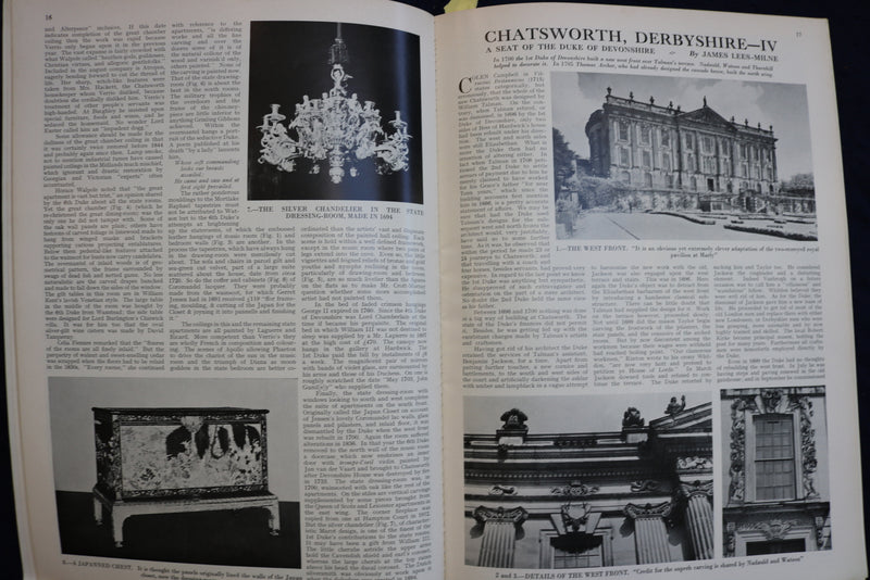 1968 CHATSWORTH HOME OF HE DUKES OF DEVONSHIRE SOFTCOVER BOOK - K 812