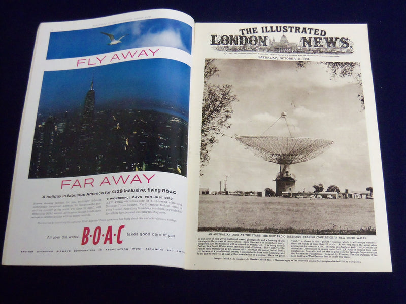 1961 OCTOBER 21 ILLUSTRATED LONDON NEWS MAGAZINE - NEW RADIO TELESCOPE - E 8092