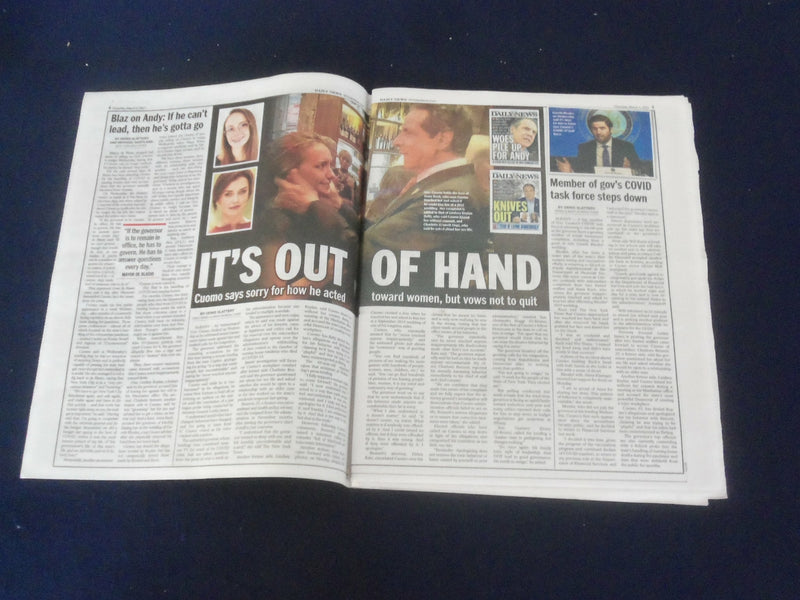 2021 MARCH 4 NEW YORK DAILY NEWS NEWSPAPER - GOV. CUOMO WILL NOT RESIGN