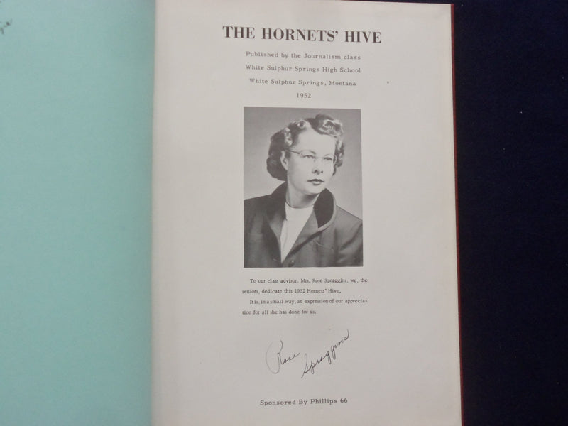 1952 THE HORNETS' HIVE WHITE SULPHUR SPRINGS (MT) HIGH SCHOOL YEARBOOK - YB 3223