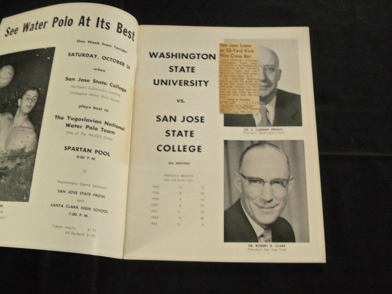 1964 OCTOBER 17 SAN JOSE STATE VS. WASHINGTON STATE FOOTBALL PROGRAM - J 3734
