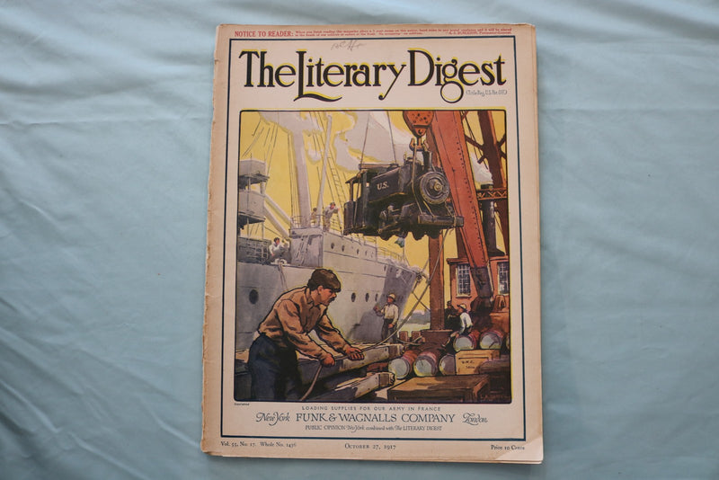 1917 OCT 27 THE LITERARY DIGEST MAGAZINE - LOADING SUPPLIES COVER - E 26607
