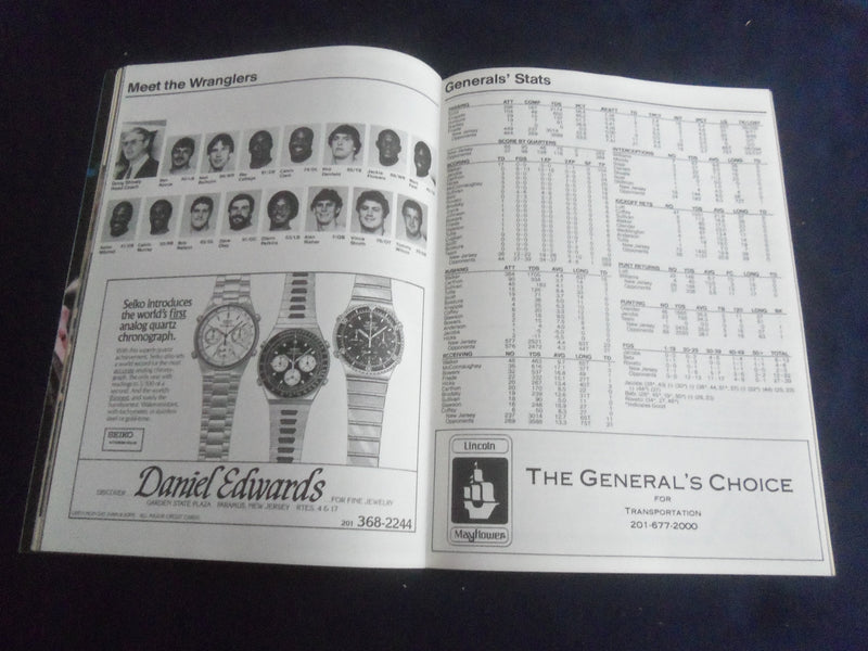 1983 USFL KICKOFF FOOTBALL PROGRAM - NJ GENERALS VS ARIZONA WRANGLERS - SP 6483D