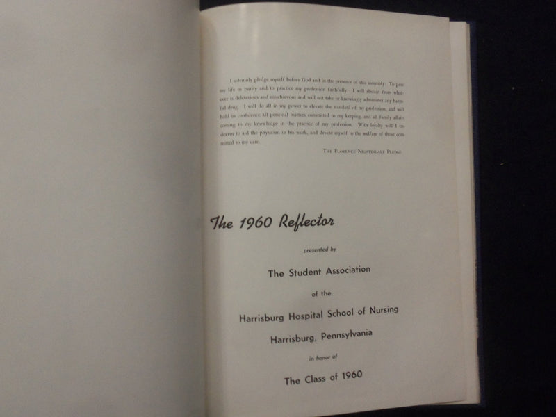 1960 THE REFLECTOR HARRISBURG HOSPITAL SCHOOL OF NURSING YEARBOOK - YB 3329