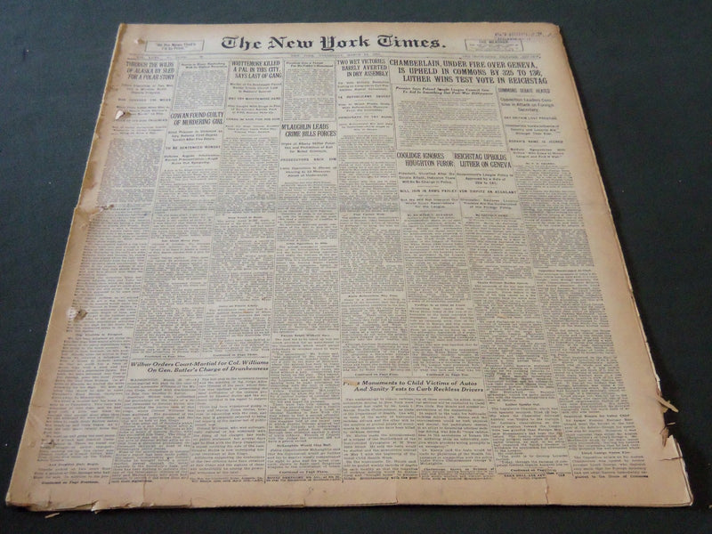 1926 MARCH 24 NEW YORK TIMES - CHAMBERLAIN IS UPHELD BY COMMONS - NT 5618