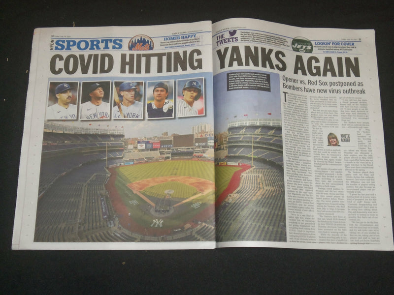 2021 JULY 16 NEW YORK DAILY NEWS NEWSPAPER - YANKEES VIRUS CRISIS OUTBREAK AGAIN